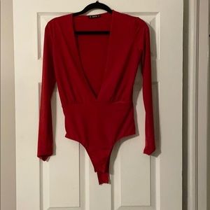 Shein red body suit